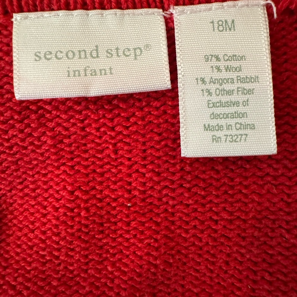 Vintage Second Step Toddler Kids Red Snowman Cardigan Sweater Size 18M - Picture 5 of 5